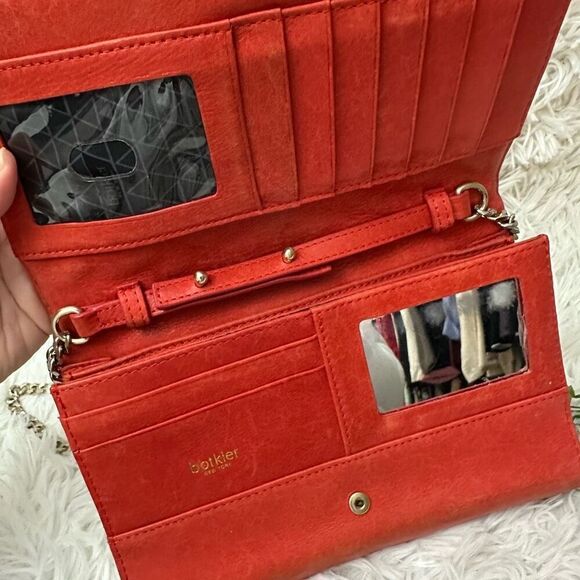 Botkier Coral Orange Chevron Quilted Leather Flap Chain‎ Crossbody Clutch bag - Picture 5 of 10